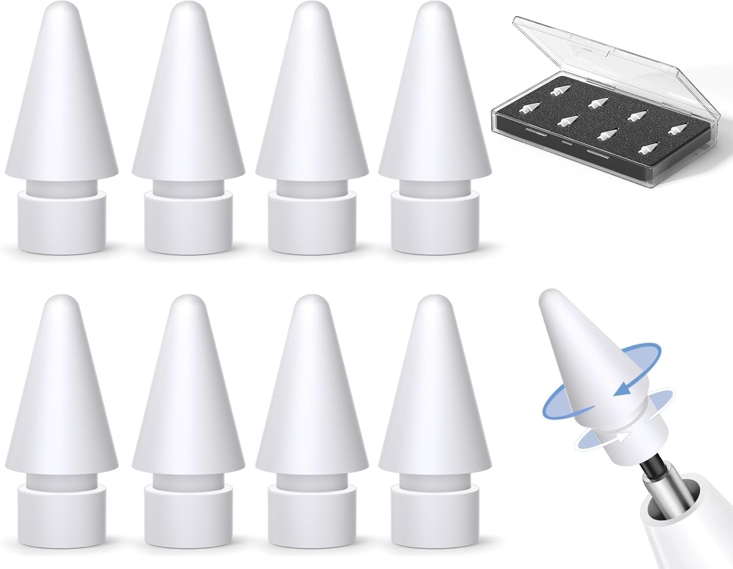 8 Pack Replacement Pencil Tips for Apple Pencil,Original Feel Nibs